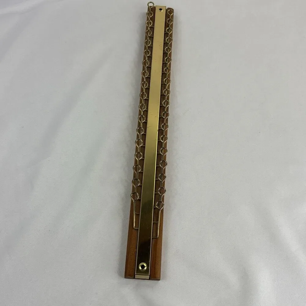 Vintage Wood Metal Wall Mount 36 Hook Tie Rack Belt Scarf Organizer